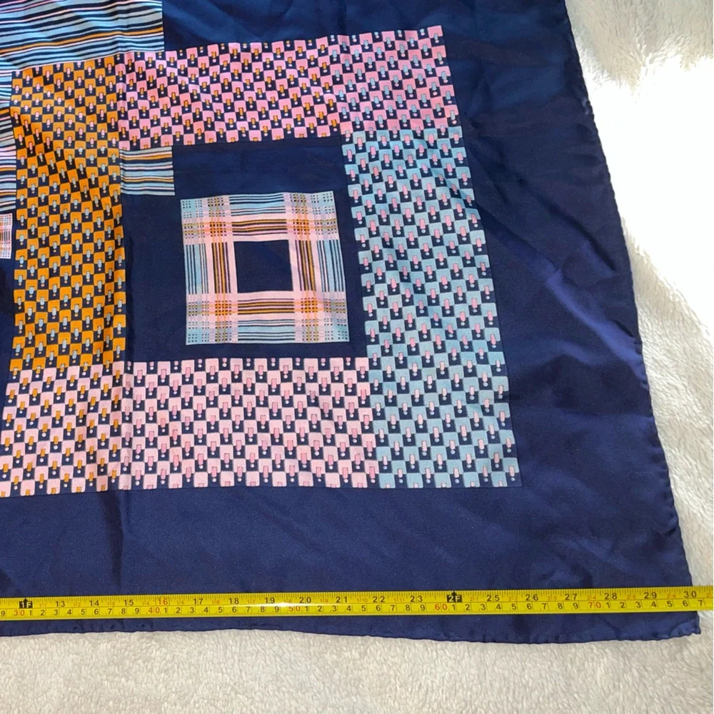 Christian Dior Geometric Patterned Colorblock Silk Scarf